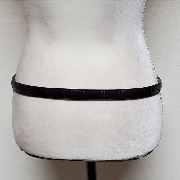 ?VINTAGE Brighton Signature Black Leather Silver Floral Hardware Belt XL/ 36 main image 4